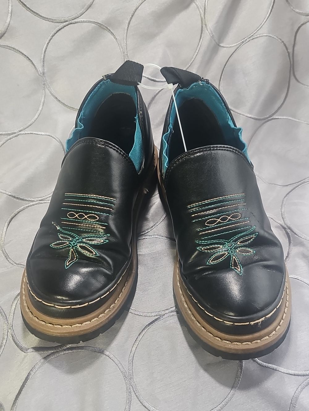 Western Chief Men’s Black Cowboy Boots with Teal Interior C3
